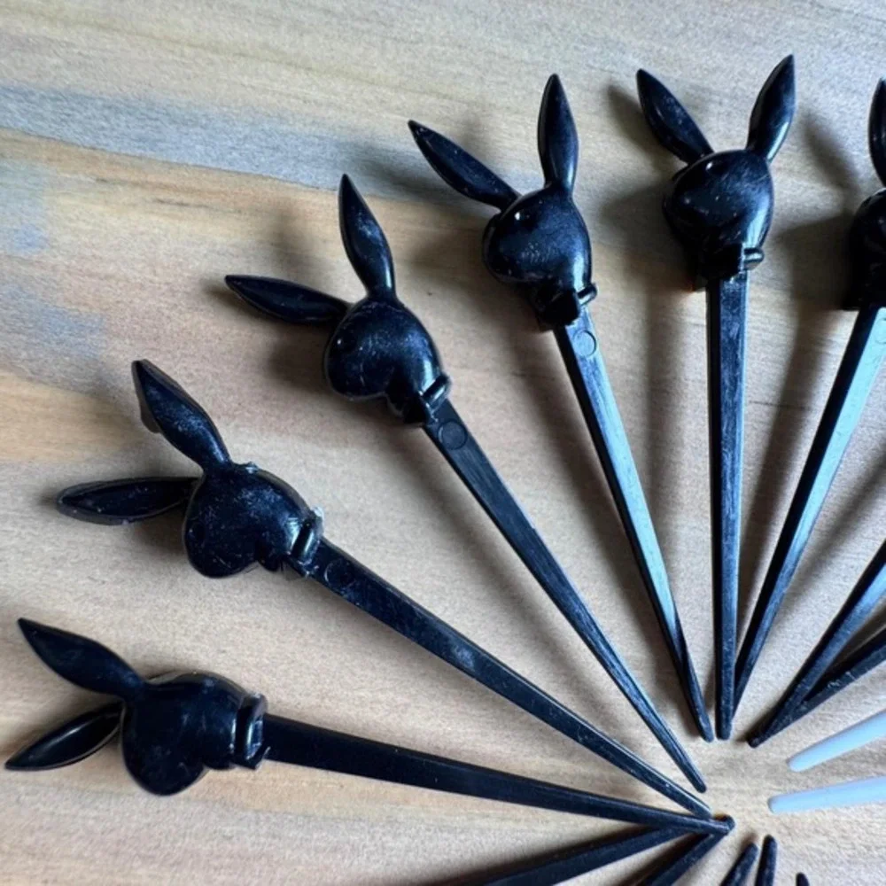 Vintage Playboy Bunny Cocktail Picks - Set of 15 -Black & White 3.5